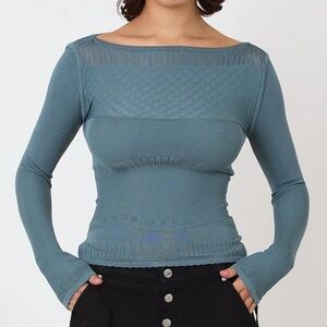 NWT Peachy Den Long Sleeve Top in Petrol Blue Sz Small